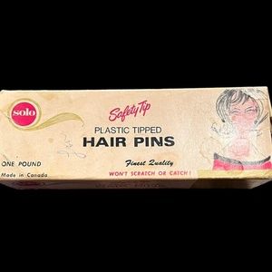 Vintage Solo Safety Tip Plastic Tipped Hair Pins Bronze Mid Century Mad Men